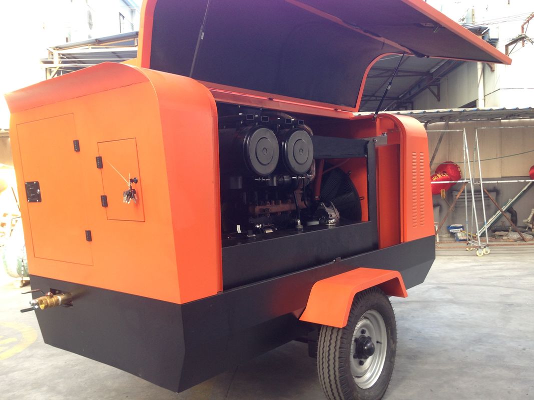 No Noise Diesel Engine Driven Portable Air Compressor 360cfm 100psi For Jack Hammer