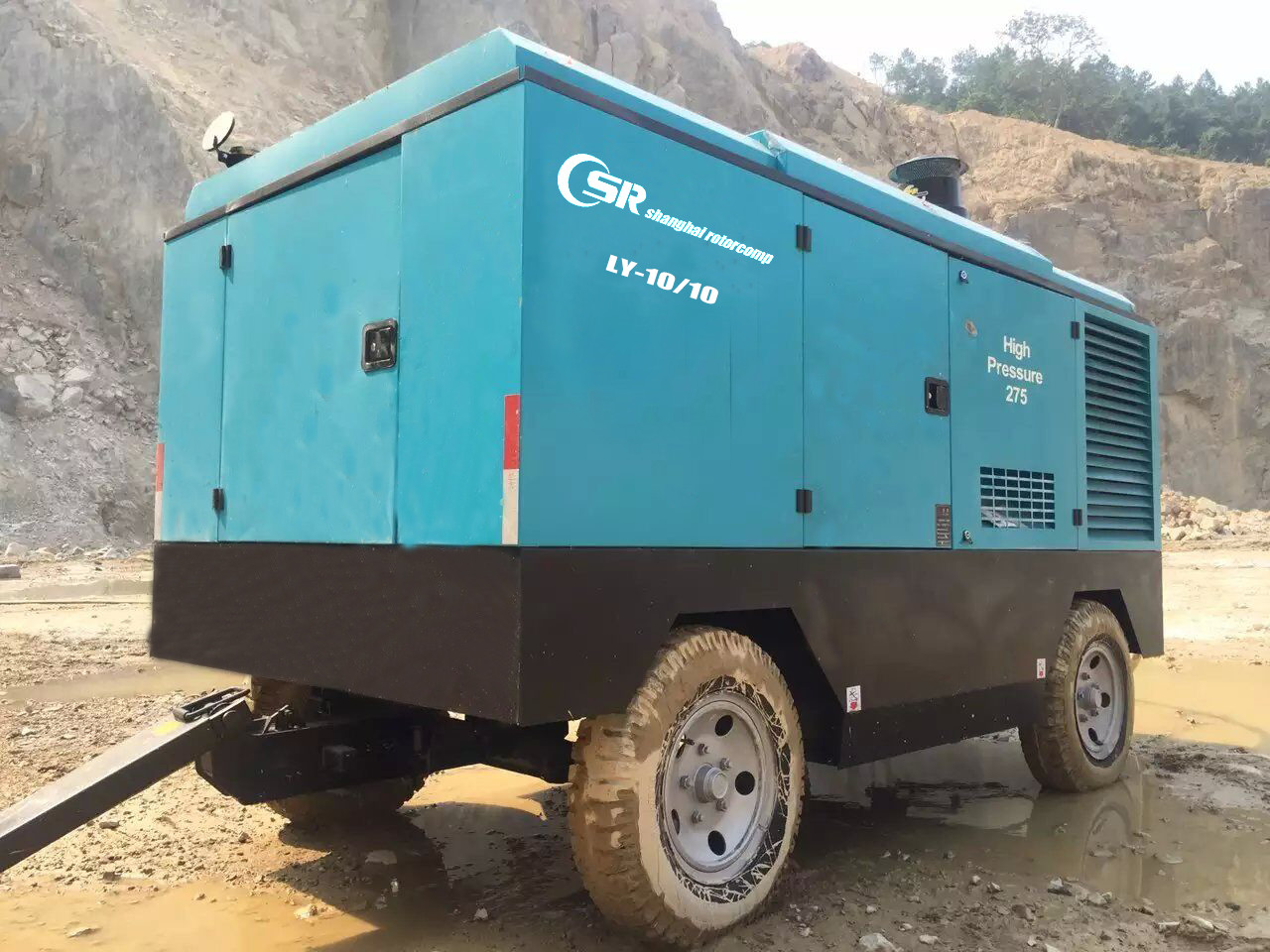 Movable Portable Air Compressor Diesel Engine / Towable Diesel Compressor